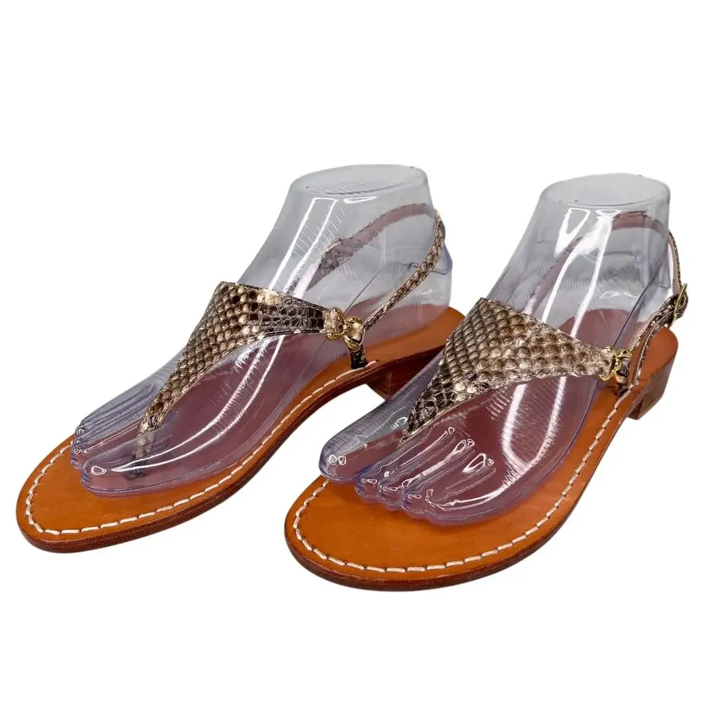 Safari Club Positano Zoe Sandal Handmade 37 6.5 Python Leather